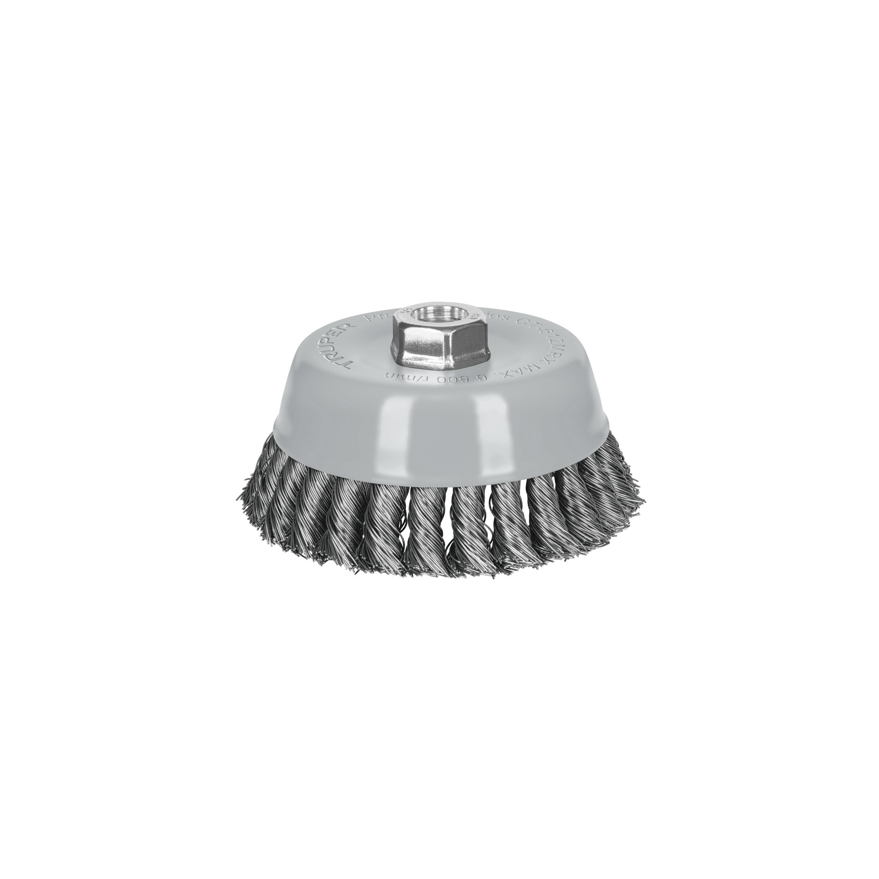 Carda copa 5" alambre trenzado grueso, Multi-rosca, TRUPER