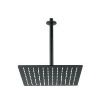 Regadera plato cuadrado 12" con brazo, negro, FOSET RIVIERA