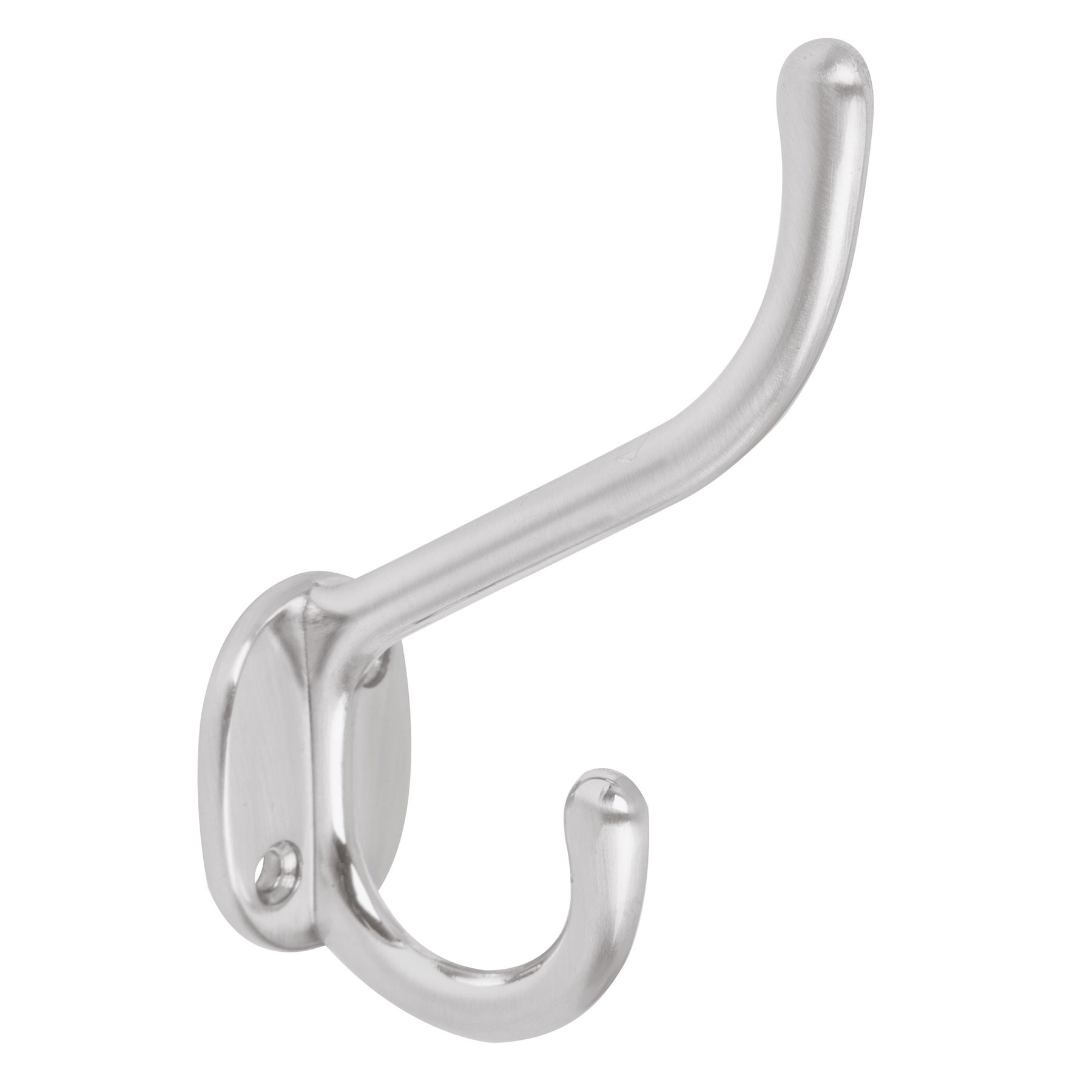 Gancho doble largo y corto tipo perchero, 11 cm, cromo mate