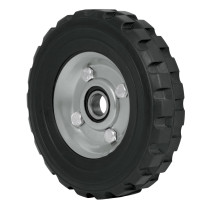 Rueda de hule sólido 6" para diablo, un balero, PRETUL