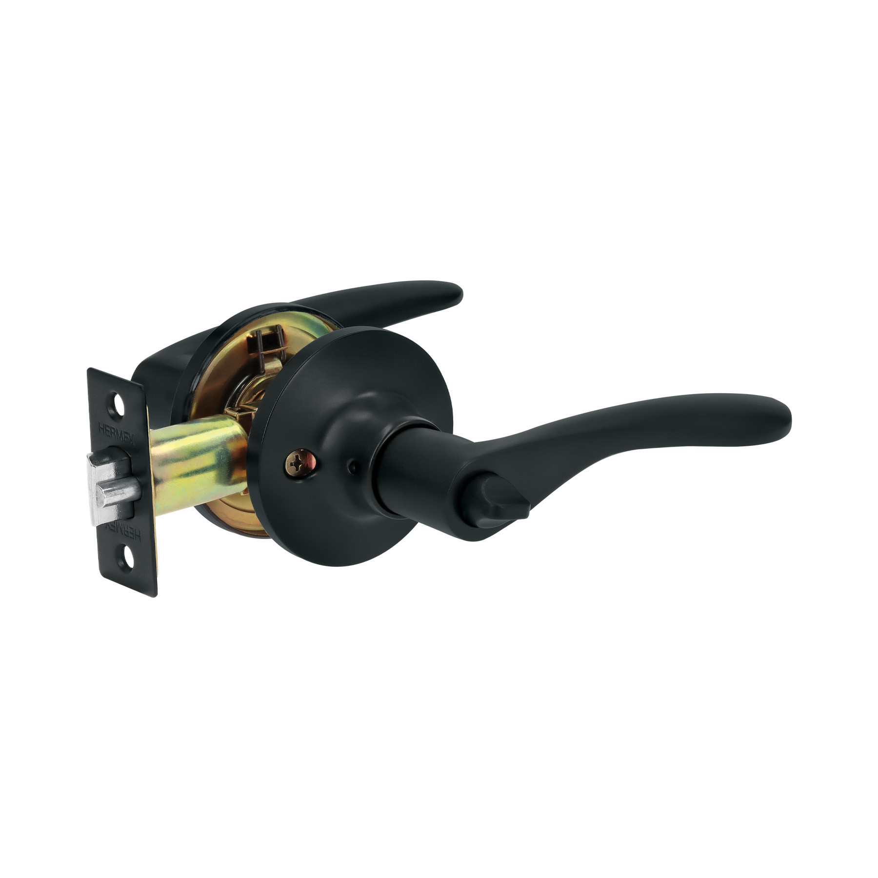 Cerradura manija "Milán" p/recámara, negro, cil latón, BASIC