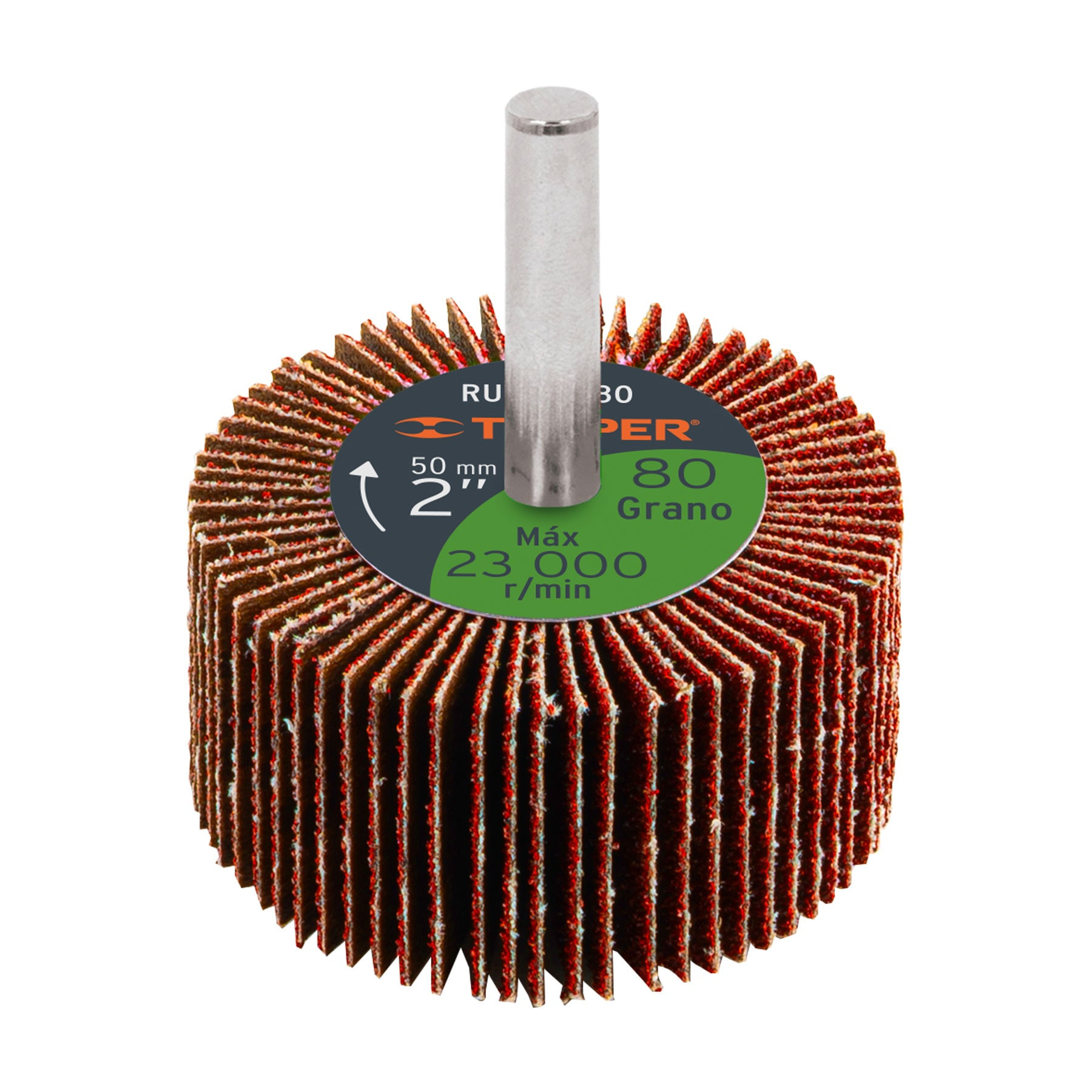 Rueda flap de 2", grano 80, TRUPER
