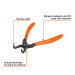 Pinza punta a 90° 6-3/4" para cerrar anillos, mango de PVC