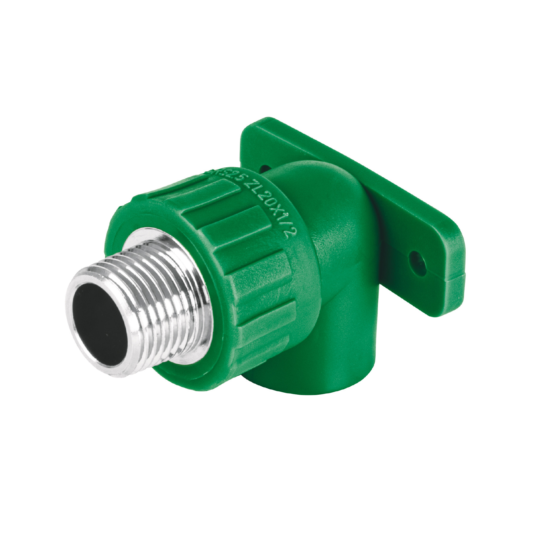 Codo oreja 90° PPR, 1/2", macho con inserto metálico, FOSET