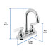 Mezcladora 4" para lavabo, cuello bar, manerales cono