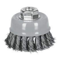 Carda copa 3" alambre trenzado fino, Multi-rosca, TRUPER