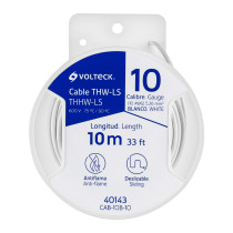 Carrete con 10 m de cable THHW-LS 10 AWG blanco, VOLTECK
