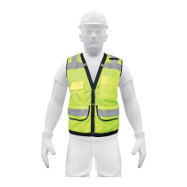 Chaleco seguridad reforzado verde con bolsas, M, EXPERT