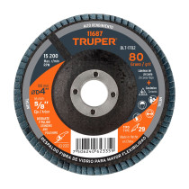 Disco laminado 4", grano 80 centro 5/8", fibra, TRUPER