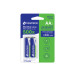 Blíster con 2 pilas recargables AA larga duración, 2500 mAh