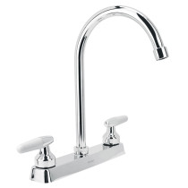 Mezcladora 8" fregadero cromo, cuello curvo, cono, BASIC