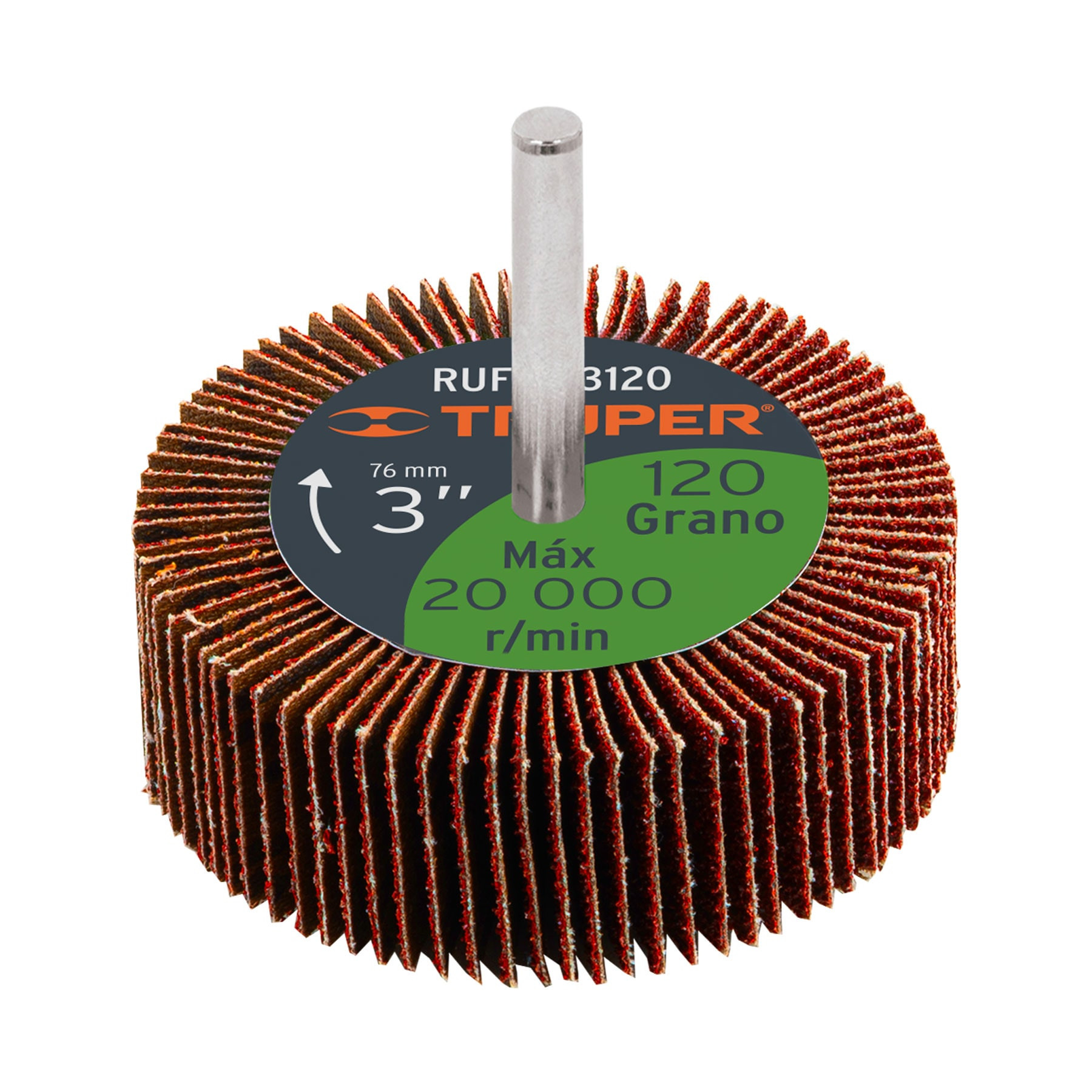 Rueda flap de 3", grano 120, TRUPER