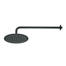 Regadera plato redondo 10" con brazo, negro, FOSET RIVIERA