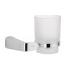 Portavaso cepillero cromo con vaso de vidrio, FOSET RIVIERA