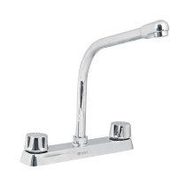Mezcladora 8" fregadero cromo, cuello cobra,compresión,BASIC