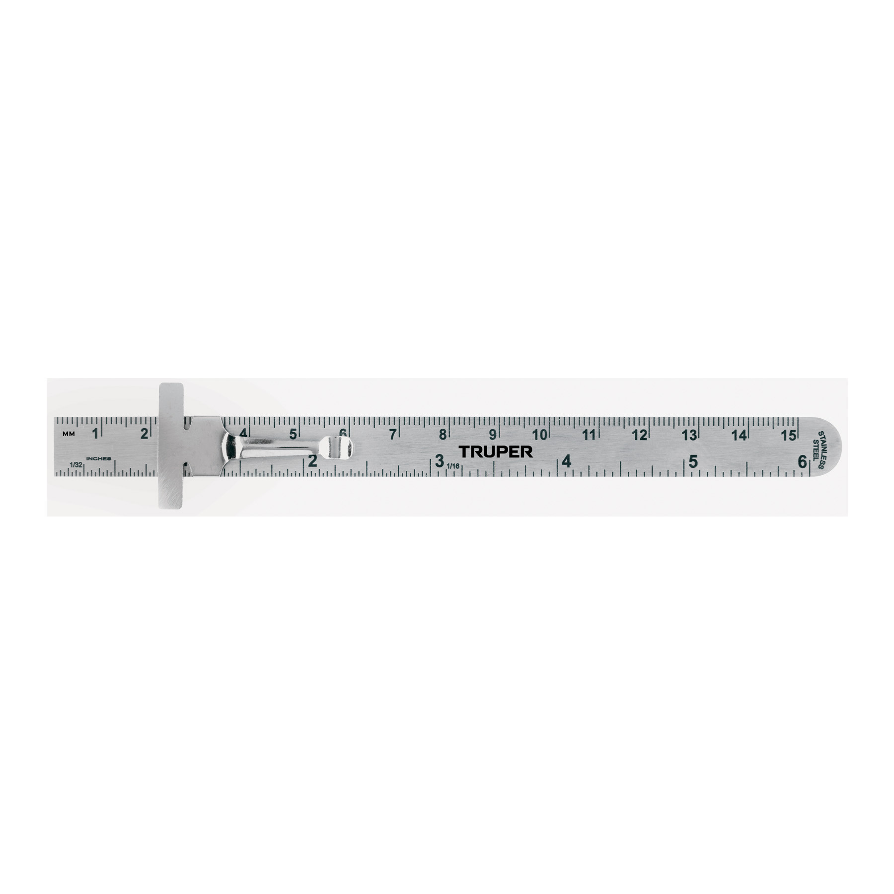 Regla 15 cm de acero inoxidable de bolsillo, TRUPER