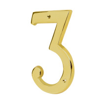 Número 3 de latón sólido 4", latón brillante, HERMEX