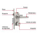 Cerradura de embutir 4 bulones, llave de puntos, HERMEX