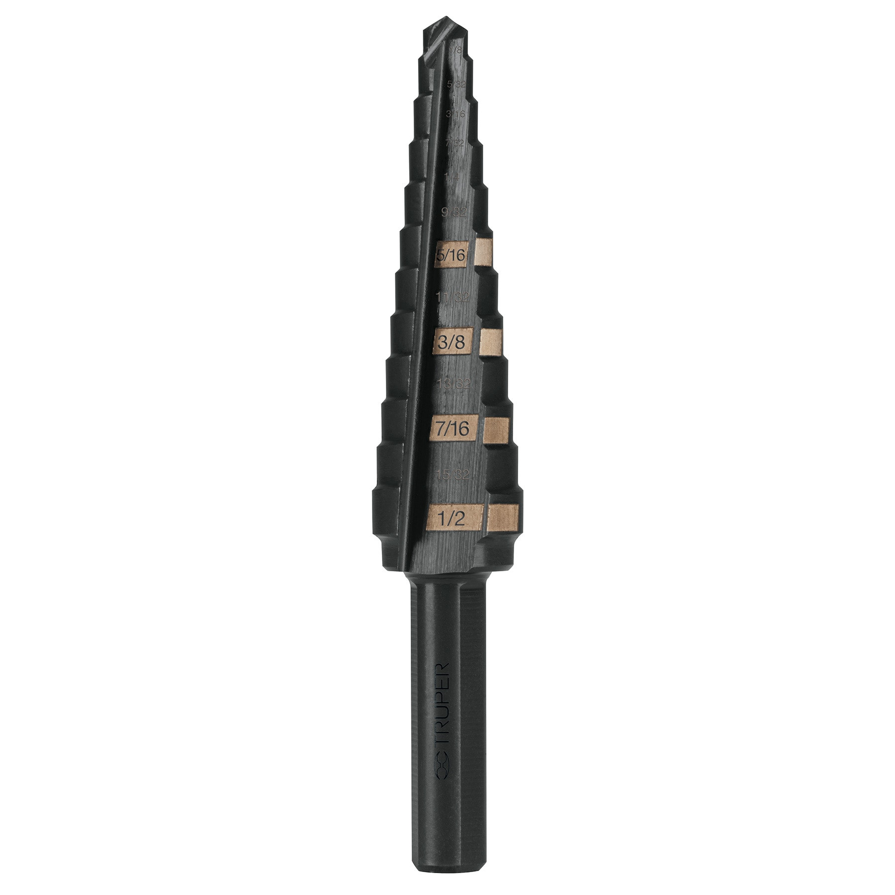 Broca escalonada óxido negro 13 escalones 1/8" a 1/2",Truper