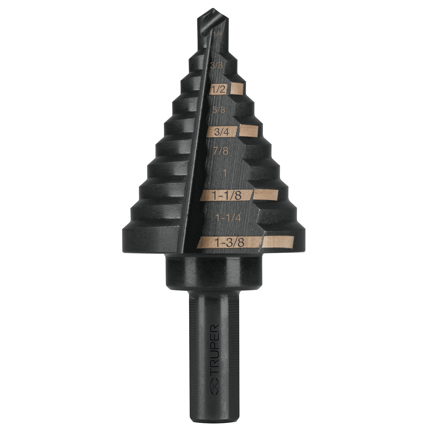 Broca escalonada óxido negro 10escalones 1/4 a 1-3/8",Truper