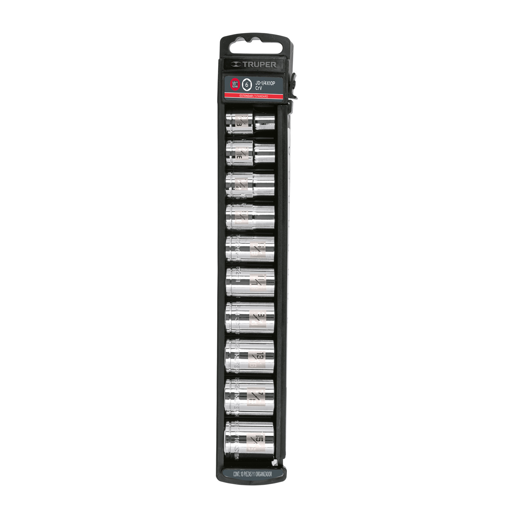 Juego de 10 dados cuadro 1/2" std, TRUPER