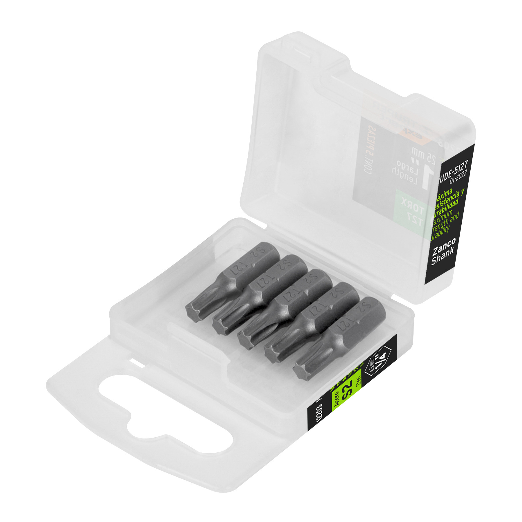 Estuche con 5 puntas torx T27 largo 1", TRUPER EXPERT