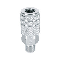 Cople rápido de acero, macho, cuerda 1/4" NPT, PRETUL