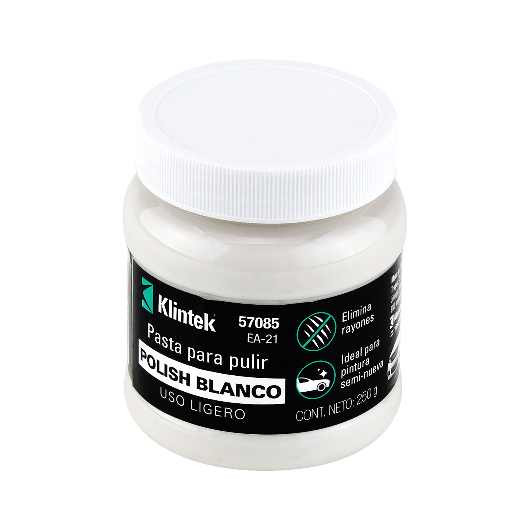 Polish blanco en pasta para auto, 250 g, uso ligero, KLINTEK