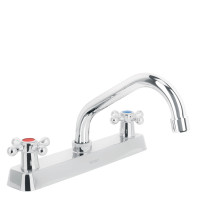 Mezcladora 8" fregadero cromo, cuello corto, cruceta, BASIC