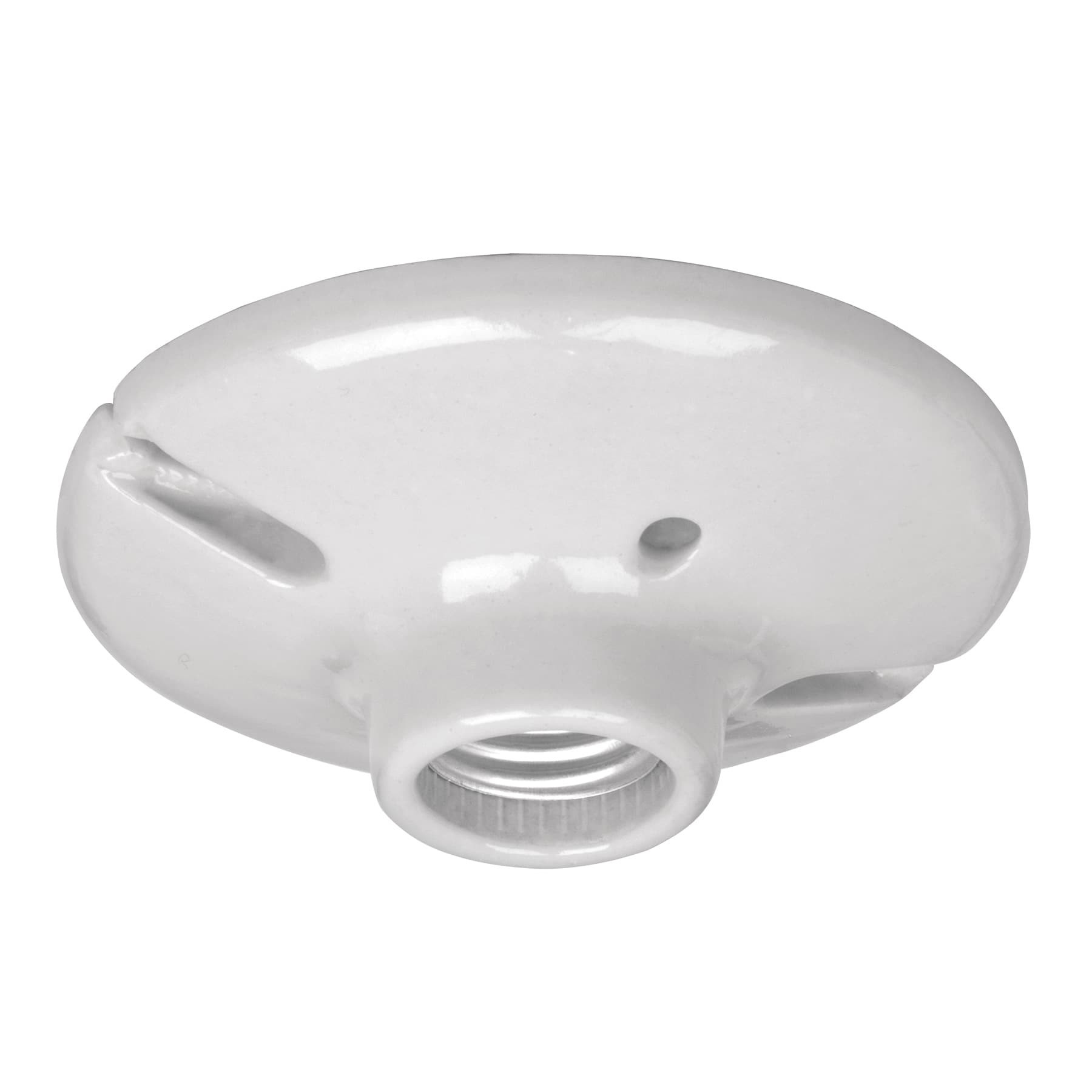 Portalámpara de porcelana, 4-1/2", redonda, a granel VOLTECK