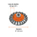 Carda tipo cónico 4" alambre trenzado, eje 5/8"-11, TRUPER