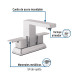 Mezcladora para lavabo 4", cromo, FOSET KUBO