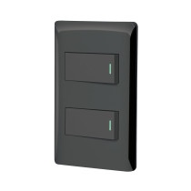 Placa armada negra 1 interruptor y 1 de 3 vías 1 mód, Lisboa