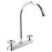 Mezcladora 8" fregadero cromo, cuello curvo, cruceta, BASIC