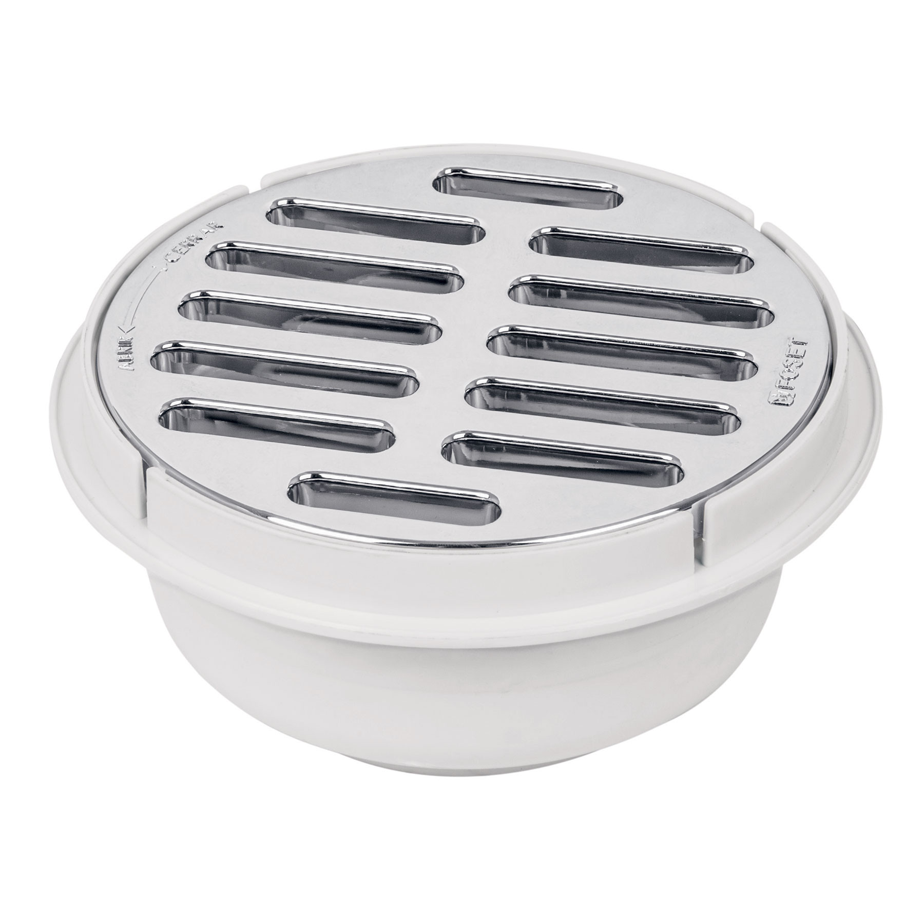 Coladera 5" universal,ABS, rejilla cromada 1/4 vuelta, FOSET