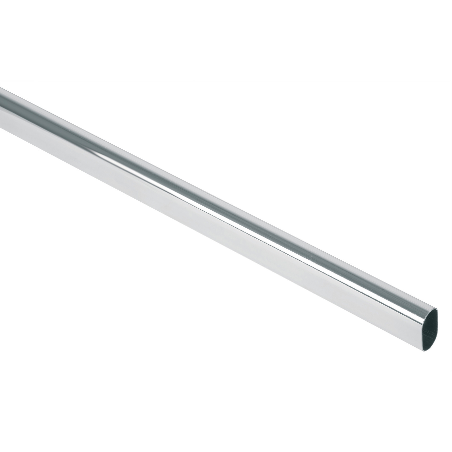 Tubo ovalado para clóset, 3.0 m, acero cromado, HERMEX