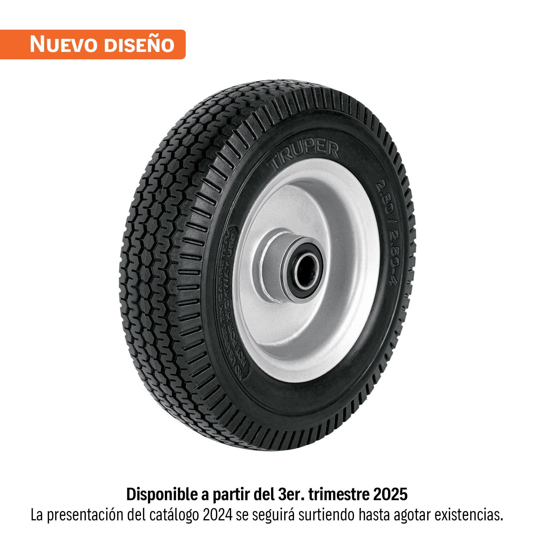 Rueda imponchable 8" para eje lateral, TRUPER