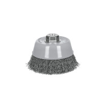 Carda copa 5" alambre ondulado fino, Multi-rosca, Truper