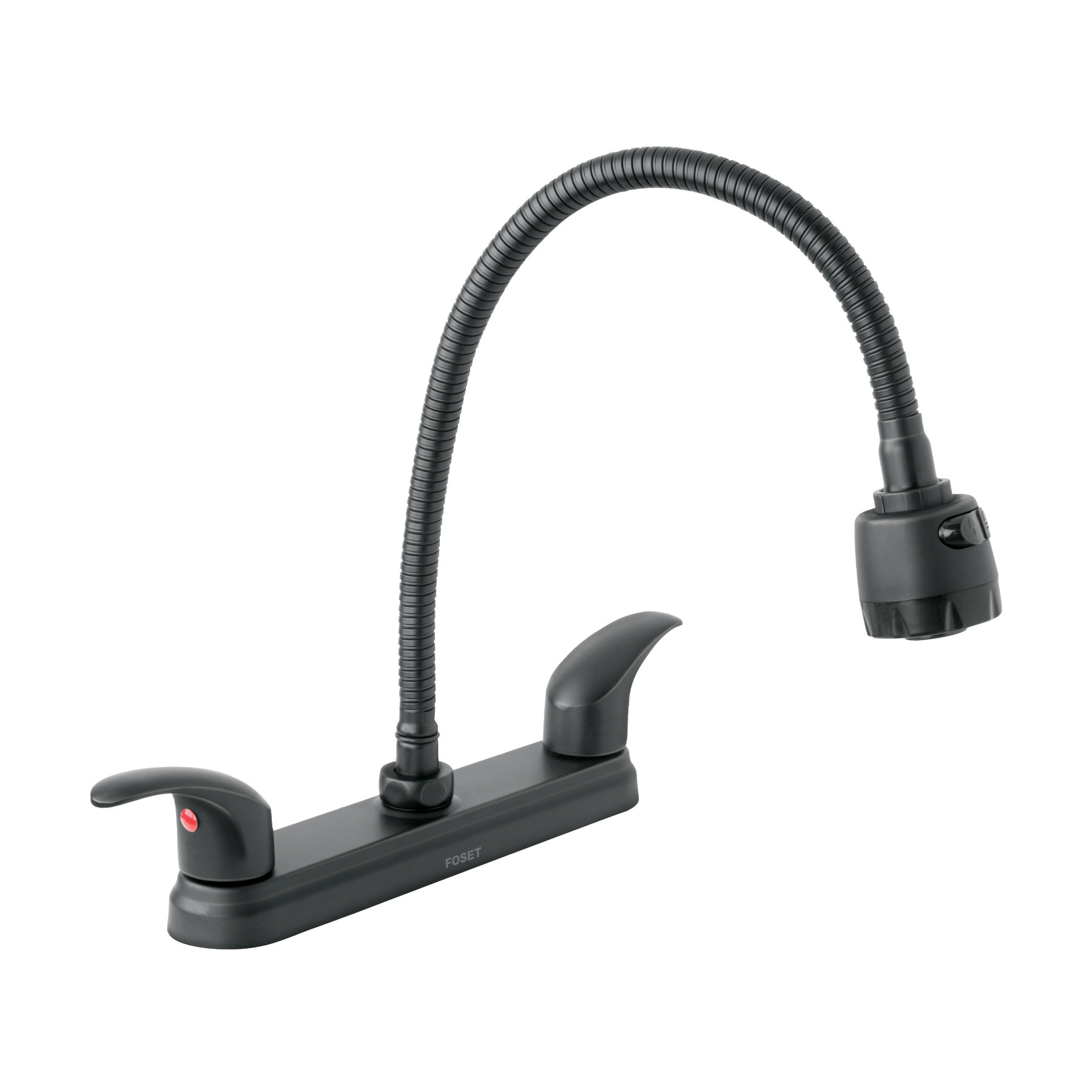 Mezcladora 8" p/fregadero, flexible, palanca, negro, AQUA