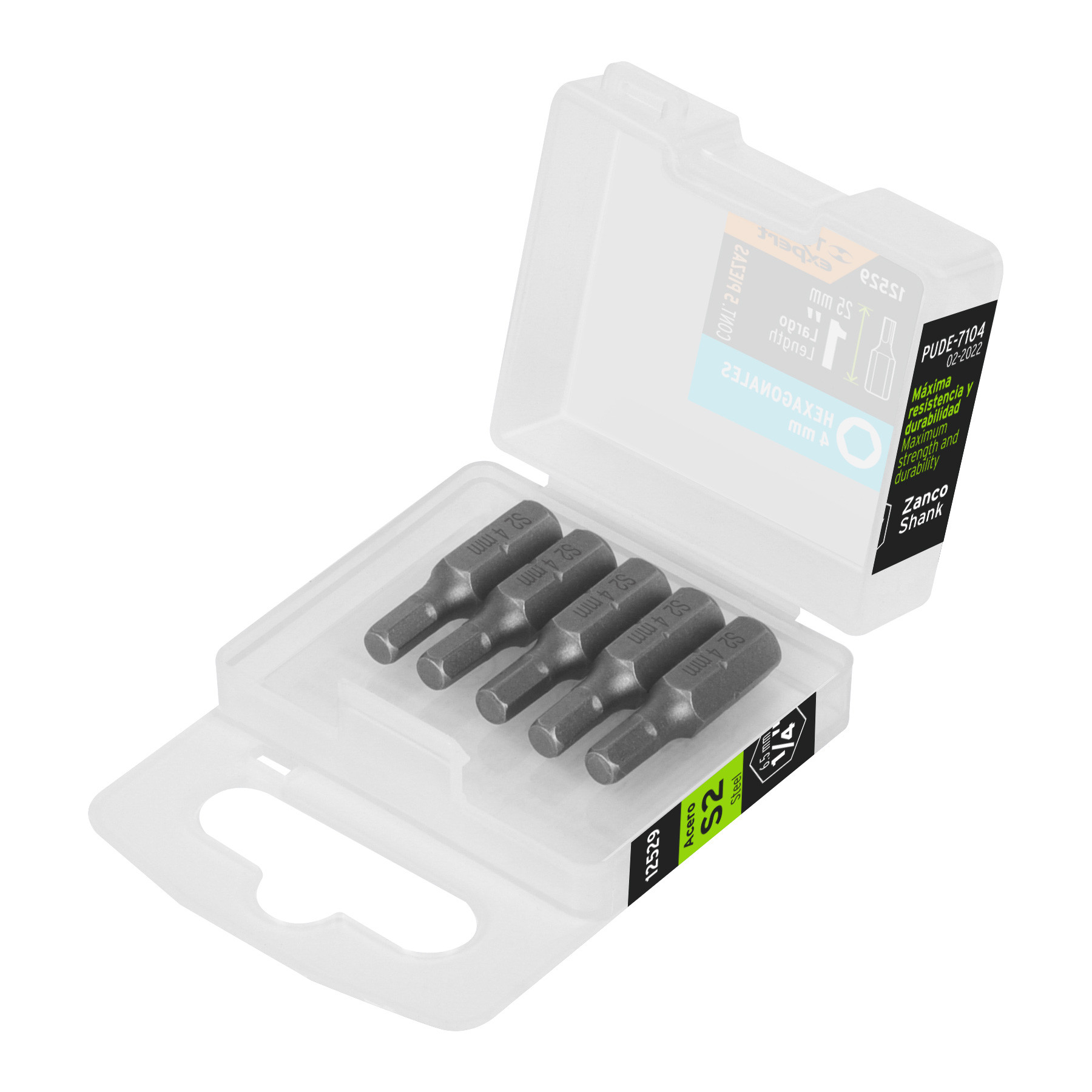 Estuche con 5 puntas hexagonales de 4 mm largo 1", EXPERT
