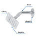 Regadera cuadrada 4", acero inox, con brazo, cromo, TÚBIG