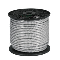 Metro de cable rígido 1/4" acero 7x7 recubierto PVC, 75 m