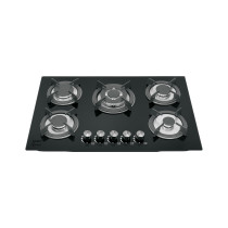 Parrilla gas empotrable 75cm, 5 quem, vidrio negro, RIVIERA