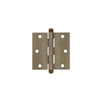 Bisagra cuadrada 3", latón antiguo, cabeza redonda, HERMEX