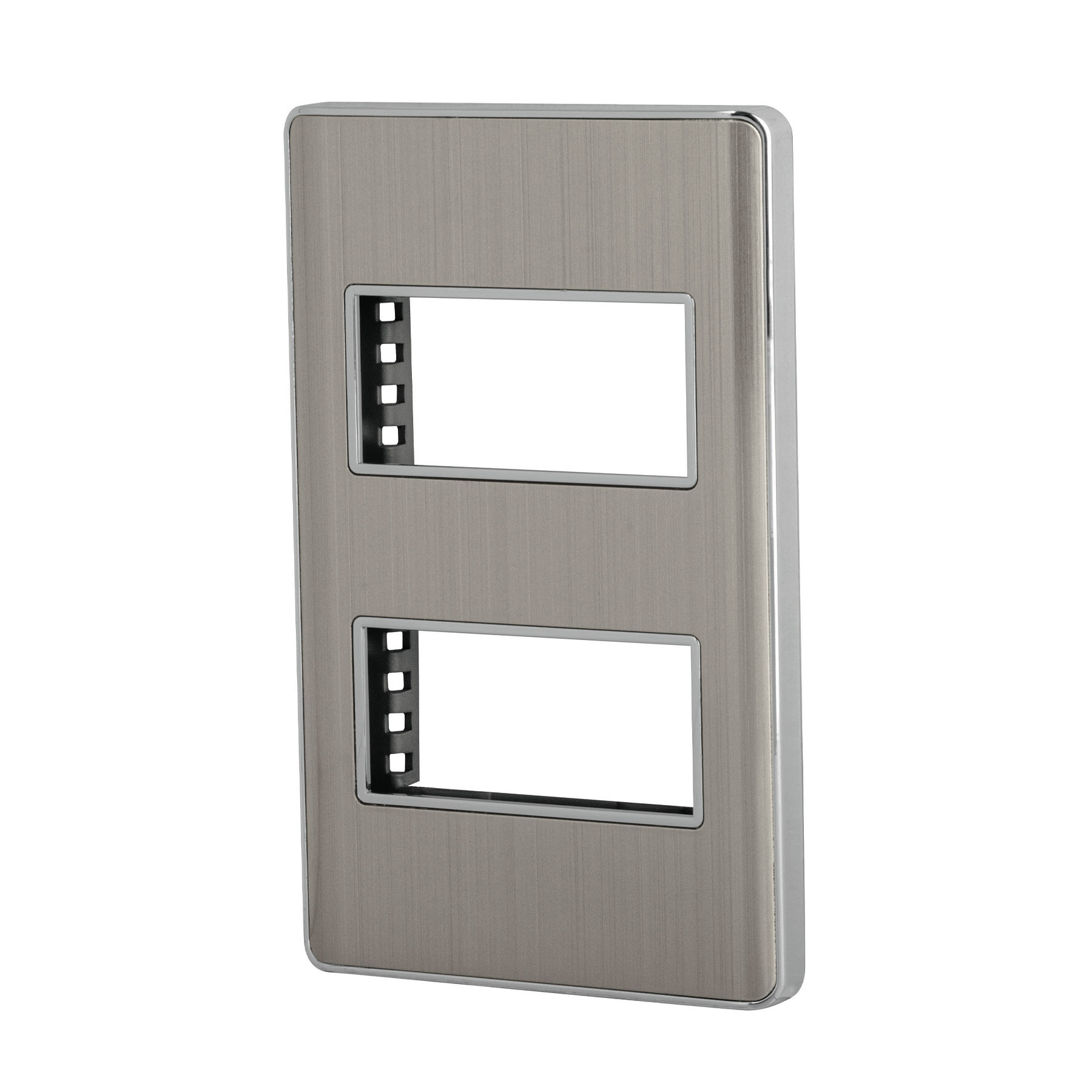 Placa de acero inox con 2 ventanas 1 módulo, línea Lisboa