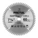 Disco sierra 7-1/4" p/madera, 60 dientes centro 5/8", PRETUL