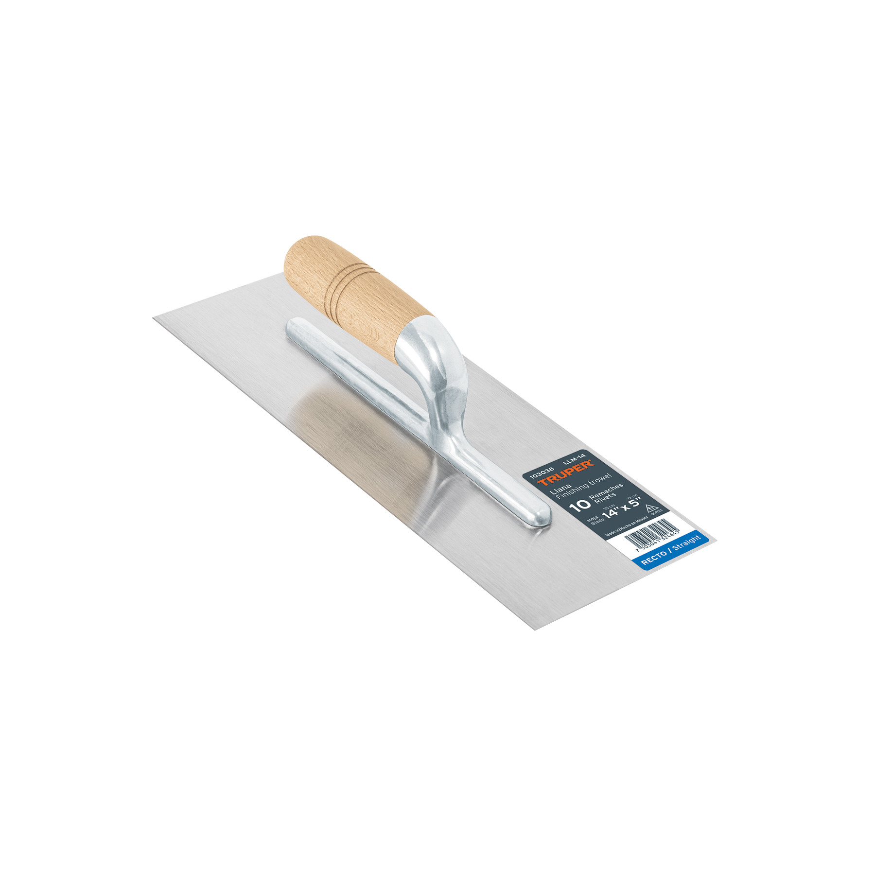 Llana 14" canto recto, 10 remaches, mango madera, TRUPER