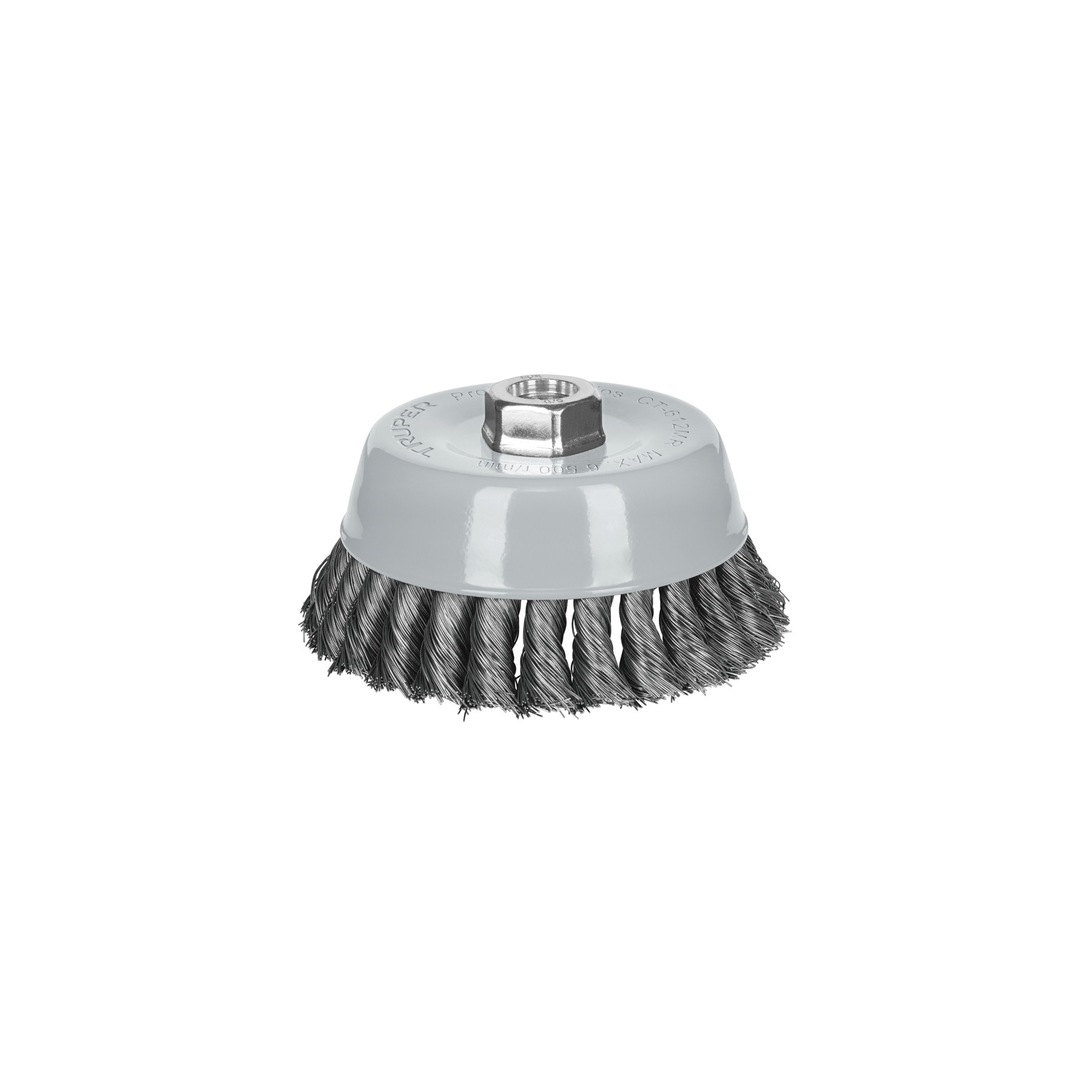 Carda copa 5" alambre trenzado fino, Multi-rosca, TRUPER