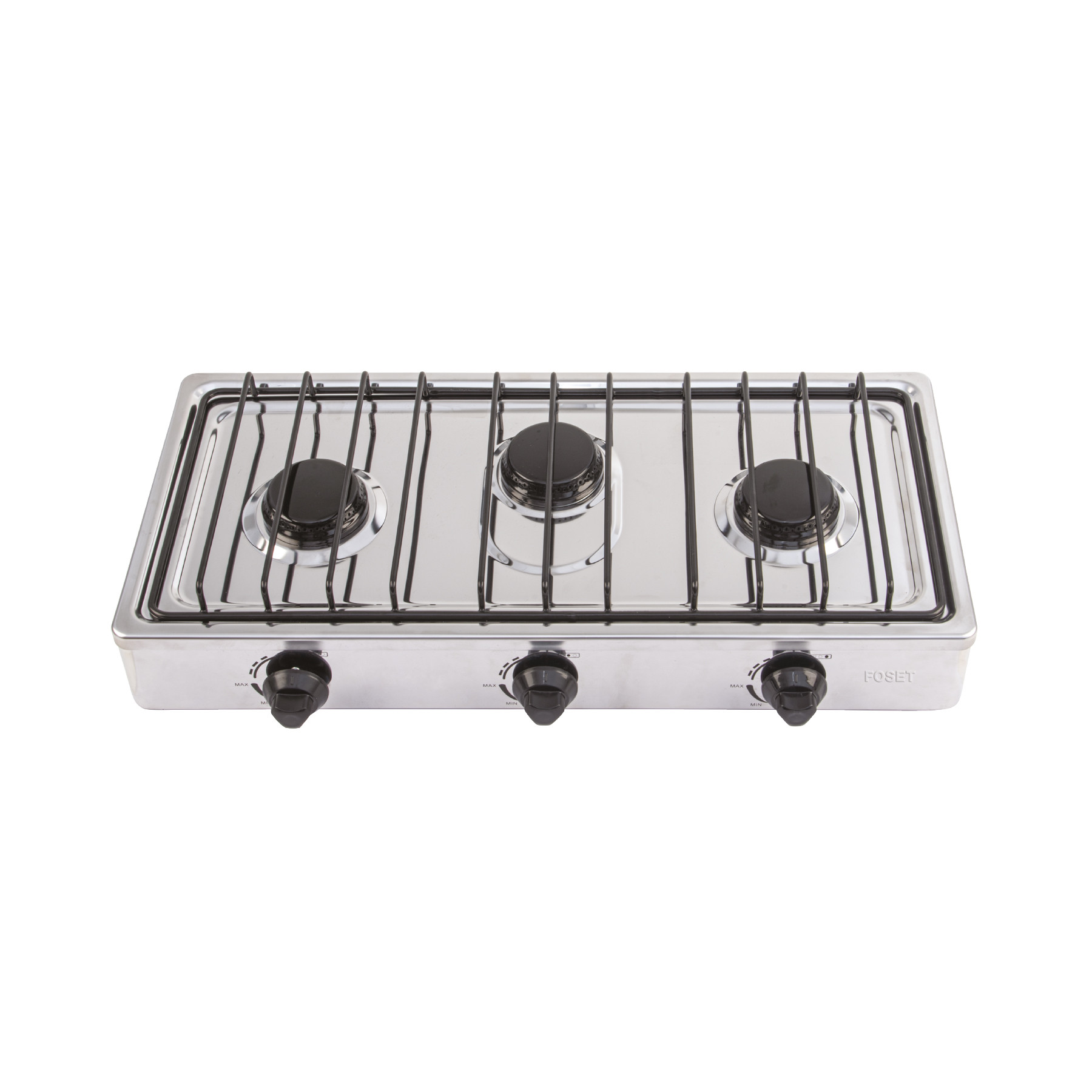 Parrilla de gas de sobreponer 3 quemadores, inox, FOSET