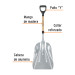 Pala sanitaria cabeza 15-1/2 aluminio, puño "Y", mango 27"